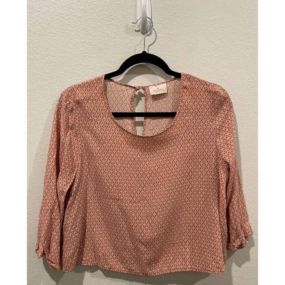 PINS AND NEEDLES Orange Geometric 3/4 Sleeve Crop Top